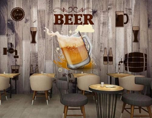 Vintage Wooden Plate Beer 3D Wallpaper Office Living Room Sofa Bedroom TV Background Wall Decoration-430cm×300cm