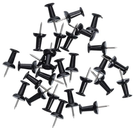 Pinnwandnadeln Kegelform, Schwarz mit Stahlnadel, Silber 25-teilig