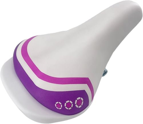 EIRONA Breiter Fahrradsattel für Kinderfahrräder 12 14 16 18 Zoll, Bequemer Ersatzsattel für Mädchenfahrräder, Passend für 22,2 mm Sattelstütze, Kinderfahrrad Zubehör, Lila