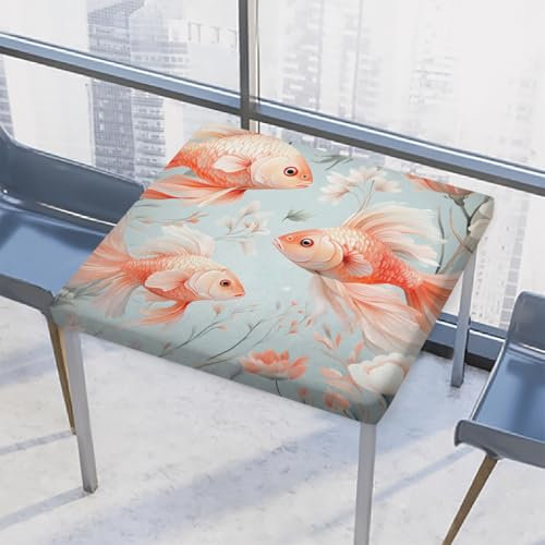 Mexpekil Tovaglia quadrata con fiori di pesce rosa, 86 x 86 cm, elastica, impermeabile, per interni ed esterni