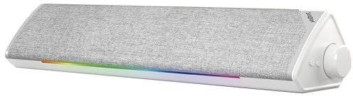 SOULION R60 RGB PC Soundbar White USB Bluetooth Speakers for Desktop, Computer, Laptop, Gaming, Monitor, with 5 LED Lighting Effects, USB Powered with 3.5mm Aux Jack(Type-C Adapter included)