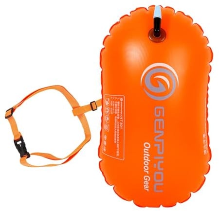 Schwimmboje Schwimmboje Schwimmboje Sicherheit Schwimmen Drybag Aufblasbare Schnorchelboje Hohe Sichtbarkeit Airbag mit verstellbarem Hüftgurt für Open Water Schwimmen Schnorcheln Kajak Orange Pink