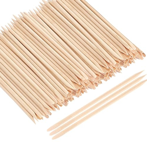 elook 200PCS Orange Sticks, Wooden Cuticle Sticks for Manicure Pedicure | Dual Ended Nail Care Sticks with Pointed and Flat Ends, Suitable for Nail Styling, Eyebrow Shaping and Home Care