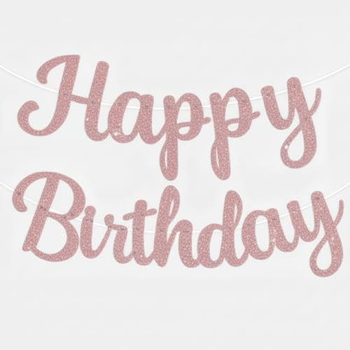 Striscione Buon Compleanno, Scritta Happy Birthday Glitter in Carta, DIY Decorazioni Compleanno per Feste, Scritta Buon Compleanno da Appendere per Adulti e Donne, Oro/Rosa (Rosa)