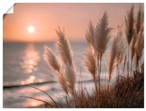ARTLAND Wanddeko Poster & Kunstdrucke Wandposter 60x45 cm aesthetic room decor Meer Pampasgras Sonnenuntergang Boho deko U5XK