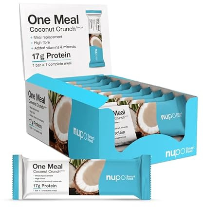 NUPO One Meal Bar - Coconut Crunch (15 x 60g) I Leckerer High Protein Riegel zum Abnehmen | Mahlzeitenersatz Protein Bar Low Sugar I Kalorienarme Snacks mit Nährstoffen Vitaminen und Mineralien