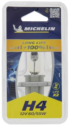 MICHELIN 1 x H4 LIFE+100% 60/55W Autolampe für Fernlicht und Abblendlicht Lange Lebensdauer