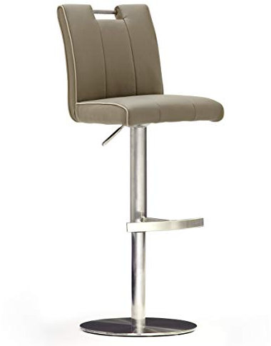 Robas Lund CA.STA Barstuhl/-hocker, Leder/Edelstahl, rund/360 Grad drehbar, ca. 42 x 87-112 x 51 cm, cappuccino