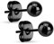 Paula & Fritz® 1 Paar Ohr-Stecker Schwarz 5-mm Kugel Chirurgenstahl 316L 0,8-mm Stab-Stärke Butterfly-Back Ohr-Ring Damenohr-Ring Herren Standard Lobe