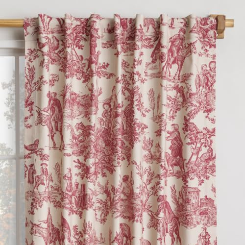 Maison d'Hermine Vorhänge, 100 % Baumwolle, für Wohnzimmer, Schlafzimmer mit Schlaufe und Stangentaschen, Geschenkidee zum Muttertag (The Miller Rot, 50 x 274 cm (B x L)), 1 Stück