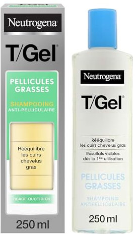 Neutrogena, Shampooing Antipelliculaire T-Gel Pellicules Grasses (Flacon de 250 ml) – Shampooing Rééquilibrant pour les Cuirs Chevelus Gras – Shampoing avec Résultats Visibles Dès La 1Ère Utilisation