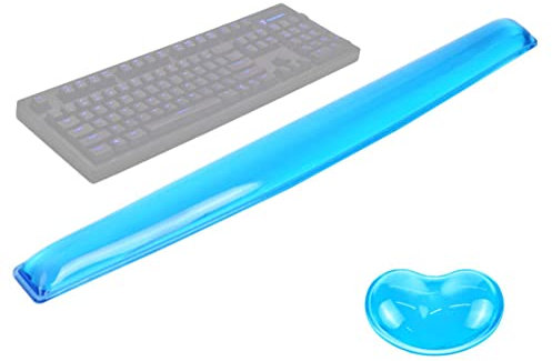 ABRONDA Silicone Gel Keyboard Wrist Rest Mouse Pad Wrist Support Set,Heart-Shaped Translucence,Cool Hand Pillow Cushion Set, Ergonomic,Confortable (Bule Pad Set)
