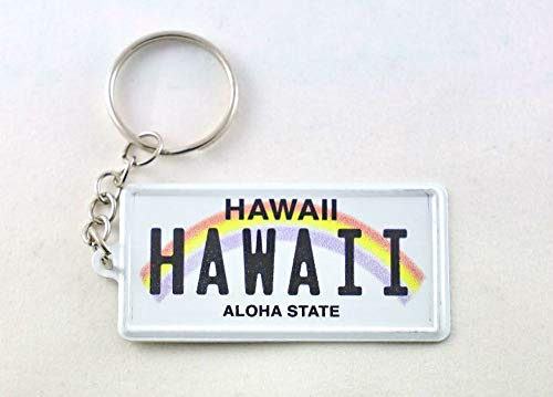 World By Shotglass Aluminium-Schlüsselanhänger Hawaii-Kennzeichen ultradünn rechteckig Souvenir 6,3 x 3,2 x 0,2 cm