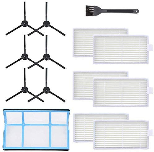 Mowtom Kit d'accessoires de Remplacement Compatible pour ILIFE V3 / V3s / V5 / V5s / x5 / V5 Pro / v55, 1 Filtre Primaire + 6 filtres Robot aspirateur + 6 brosses latérales + 1 Brosse de Nettoyage
