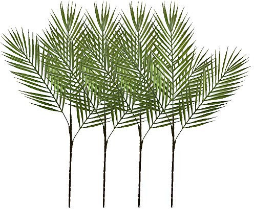 Aisamco 4er Pack Künstliche Tropische Palmblattbusch Künstliche Pflanze mit 3 Blättern aus grünem Kunststoff Areca Palmenpflanze 68 cm hoch für tropisches Grün Akzent Blumenarrangement