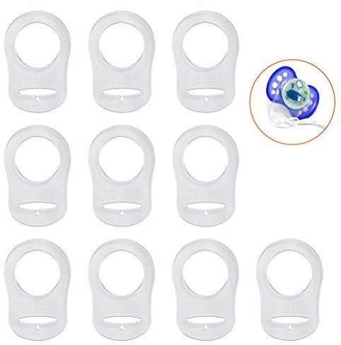 Transparent Silikonknopfring,10er Pack Silikon Silikonring Silikonring für Schnullerkette Schnullerring für MAM NUK-Schnuller im Knopfstil Klar