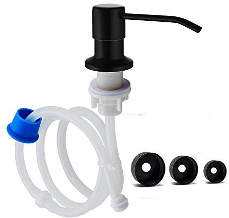 Distributeur de Savon pour évier de Cuisine - Distributeur de Savon intégré - Tête de Pompe avec Tube d'extension de 116,8 cm (Noir)