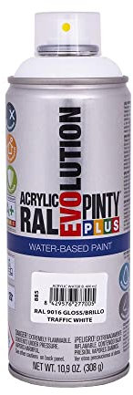 PINTYPLUS 95897 Pintura EN Spray Evolution Water-Based 520CC Blanco TRÁFICO, RAL 9016 Traffic White, 65 mm
