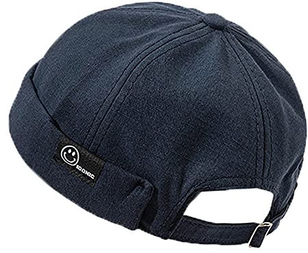 Chapeau docker pour homme - Casquette de marin - Chapeau de travailleur - Style rétro - Sans bord - Réglable, Mp113-bleu foncé, Taille unique
