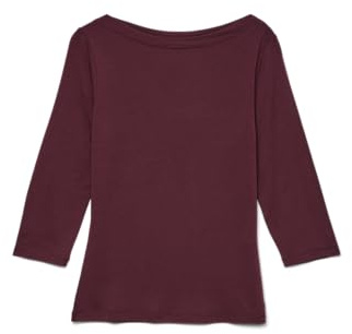 VERO MODA Damen Stretch T-Shirt 3/4 Arm Basic U-Boot-Ausschnitt Top Oberteil Regular Fit Langarm VMPANDA