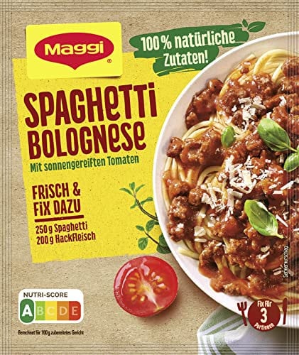 MAGGI Fix für Spaghetti Bolognese, Würzmischung, 100% natürliche Zutaten, für 3 Portionen, 1er Pack (1 x 36g Packung)