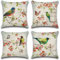 Artscope wasserdichte Kissenbezugen, 4er Set Frühling - Blumen, Vögel und Schmetterlinge Kissenhülle Atmungsaktiv Kissen Fall für Outdoor Balkon Terrasse Patio Garten Bauernhaus Dekor 45x45CM