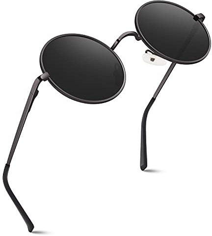 GQUEEN Retro Runde Polarisierte Sonnenbrille Herren Damen UV400 Schutz MEZ1
