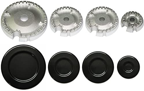 Indesit - Ariston - Hotpoint - Whirlpool - Kit 4 bruciatori Defendi completi di piattelli spartifiamma per cucina piano cottura 4 fuochi - Made in Italy - IN01