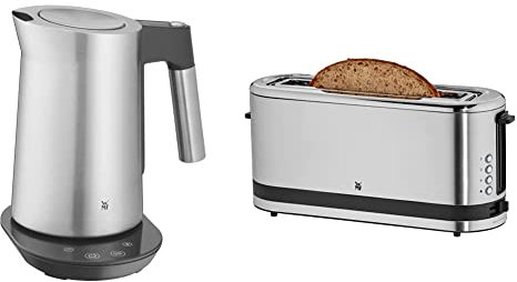 WMF Kineo Wasserkocher mit Temperatureinstellung 1,6l, Kalkfilter, 3000 W, Live-Temperaturanzeige, edelstahl matt & Küchenminis Toaster Langschlitz, 7 Bräunungsstufen, 900W, edelstahl matt