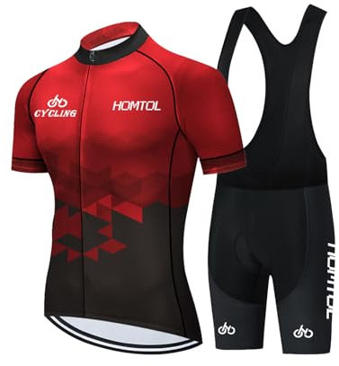 HOMTOL Radtrikot Set Herren Kurzarm Fahrradtrikot Rennrad Trikot Radhose Trägerhose Trikot Set Fahrradbekleidung Atmungsaktiv schnelltrocknend mit Gel Sitzpolster Damen für Radfahren MTB