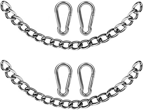 Hängesesselkette, 2 robuste Hängemattenketten mit 4 Karabinern, Edelstahl-Hängematte, Stuhl-Hardware für drinnen und draußen, Spielplatz, Hängesessel, Hängesessel, Schaukel, Boxsäcke, 680 kg Kapazität