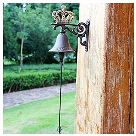 Heavy Duty Cast Iron Wall Bell cast iron doorbell Nordic Style Vintage Brown Metal Iron Door Decoration Bell Wall Mounted Welcome Cast Wireless DoorBell Porch Garden