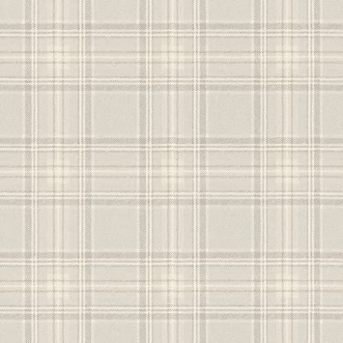 Rasch Tapete 537444 - Karierte Vliestapete in Beige, Cremeweiß und Grau aus der Kollektion Curiosity - 10,05m x 0,53m (LxB)