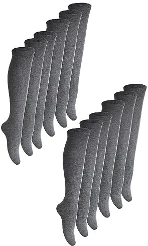Sock Snob 12 Pair Girls Knee High Bamboo Plain Long School Socks for Kids