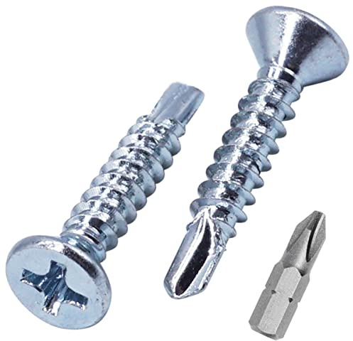 SKIR'CO (150 pezzi) DIN 7504 P acciaio zincato 3,5 x 19 mm viti autoperforanti per metallo, vite autoperforante, testa svasata
