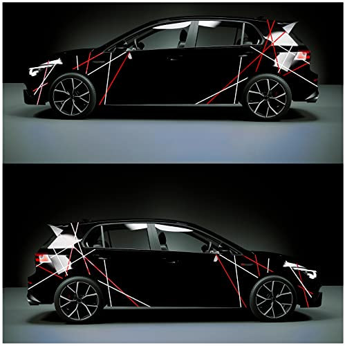 Auto Streifen Dekor Folien zweifarbig Zierstreifen 8m Länge 15mm Breite Dekorstreifen für Kfz Motorrad Boot Modellbau Zubehör Klebestreifen Rallystreifen (26 Chrom Rot/Weiß)