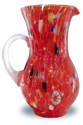 Gocce di Murano Krug Buvette 1 Liter Rot aus mundgeblasenem Glas von Hand verarbeitet elegant und im Stil Made in Italy