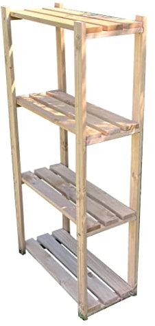 4 Tier Wooden Garden Shelving Storage Rack Natural