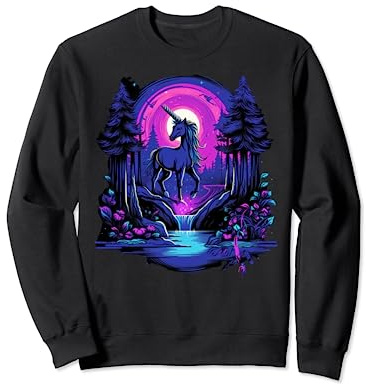 Fantasy Unicorn Retro Vaporwave Fairytale Violet Magical Sweatshirt