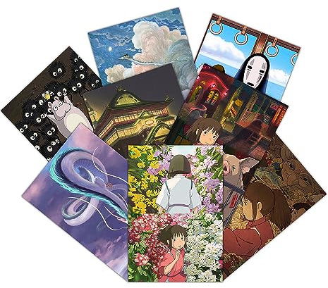 GTOTd Spirited Away Poster 8 Stück 42 x 29cm (16.5 x 11.4) Anime Merch Party Ungerahmte Version HD Leinwanddruck Poster für Wohnzimmer Schlafzimmer Club Wand Kunst Dekor