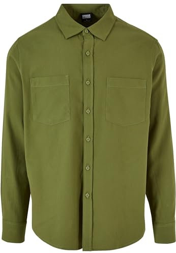 Urban Classics Solid Flanell Shirt Männer Langarmhemd Oliv 3XL 100% Baumwolle Basics