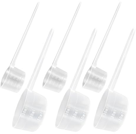 luckaide Cucharas medidoras, 6 unidades, cucharas medidoras de gramos, 30 ml, cucharas transparentes de 5 g con escala de 10 ml, 20 ml, 30 ml y 2 g, 3 g, 4 g para café, proteína en polvo de detergente