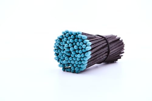 REHGLÜCK Schwarzwald environ 100 allumettes noires de 10 cm, également adaptées comme recharge pour nos élégantes bouteilles décoratives (couleur de la tête d'allumette : bleu)