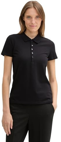 TOM TAILOR Damen 1044731 Piqueé Polo Shirt, 14482-Deep Black, XL