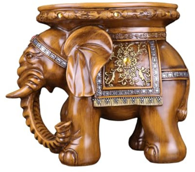 VIDECOR Ottomane Hocker Massivholz Fußhocker Tier Kreativer Elefant Hocker Holz Fußstütze Stuhl Gaming Samll Bank Wohnzimmer Schuhhocker,D-40 * 25 * 35