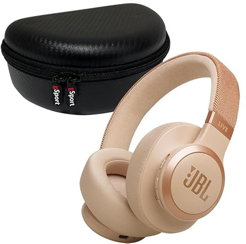 JBL Live 770NC Wireless Over Ear Noise Cancelling Headphone Bundle with gSport Case (Sandstone)