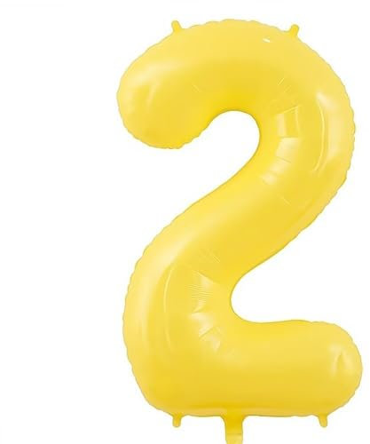 Vthoviwa 40 Zoll/18 Farbens Luftballon Zahlen 2 Gelb, Luftballon 2. Geburtstag Foil Ballon, 0123456789,10-19,20-25,30,40,50,60,70,80,90, Folienballon 2 Party Dekoration Helium Unterstützen