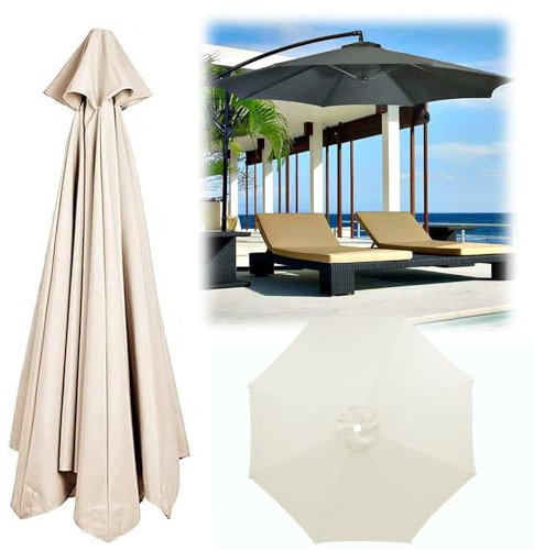 KDHKDFN Toile de Rechange parasol de jardin exterieur deporte 3x3 polyester imperméable 8 Bras Dessus Parapluie Remplacement