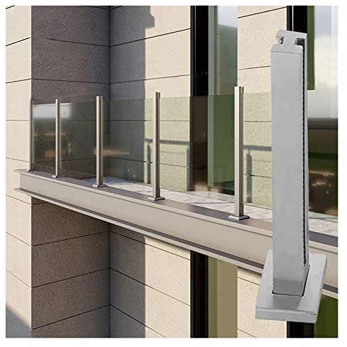 Geländerpfosten für offenen Balkon für 3/8 - 1/2 dickes Glas, kommerzielle Zaunelemente für Treppen/Plattformen, Säulenbodenmontage, Edelstahl 304 (Farbe: Mittelpfosten, Größe: Hoch-70 cm/27,5 Zoll)