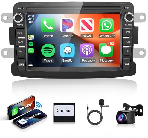 1G+32G Wireless Carplay Android 13 Autoradio für Renault Dacia Sandero Duster Captur Lada Xray 2 Logan 7 Zoll Autoradio mit Android Auto GPS Navi WiFi Mirror Link Bluetooth FM/RDS/HiFi Rückfahrkamera